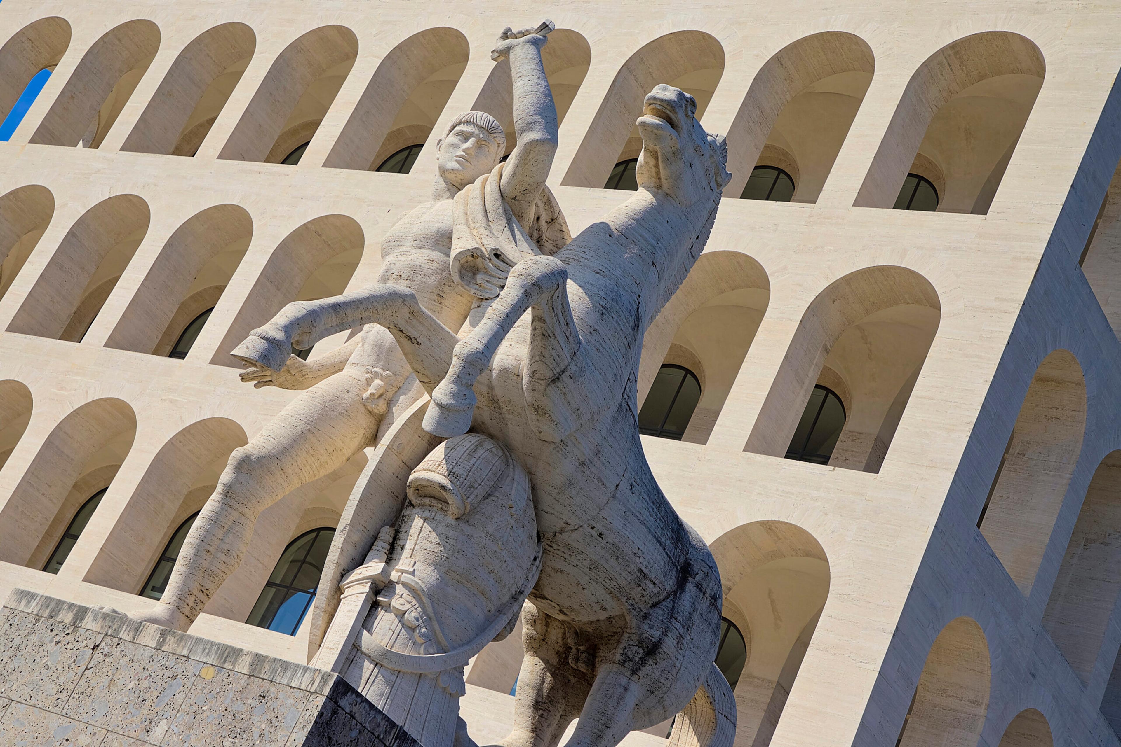 The Palazzo della Civiltà Italiana is part of the EUR district in Rome, which is filled with styles including Italian Rationalism, Brutalism and Modernism./Getty Images
