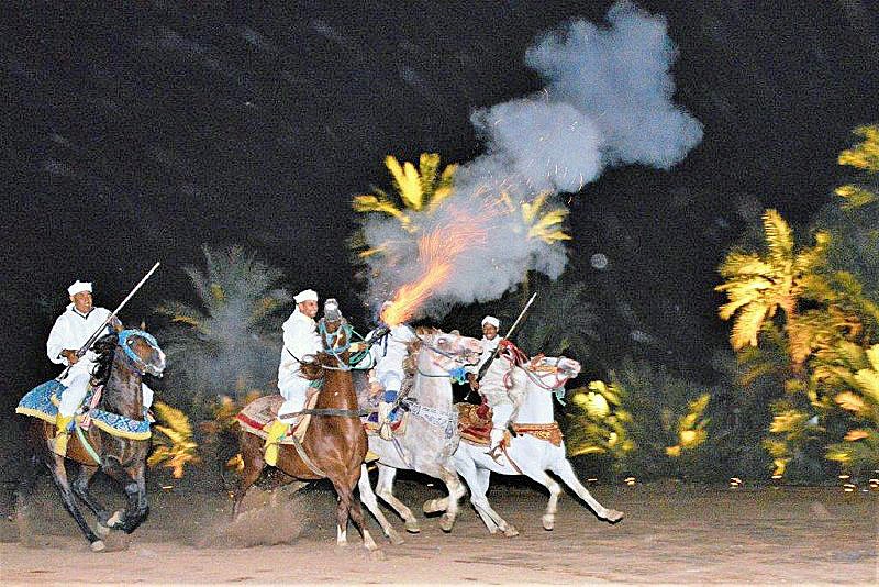 Janis Chayter found her moment in Casablanca: "Horsemen completed their charge with guns firing, the horses’ eyes ablaze, and the Silversea name was highlighted with fireworks."/Photo by Janis Chayter for Silversea