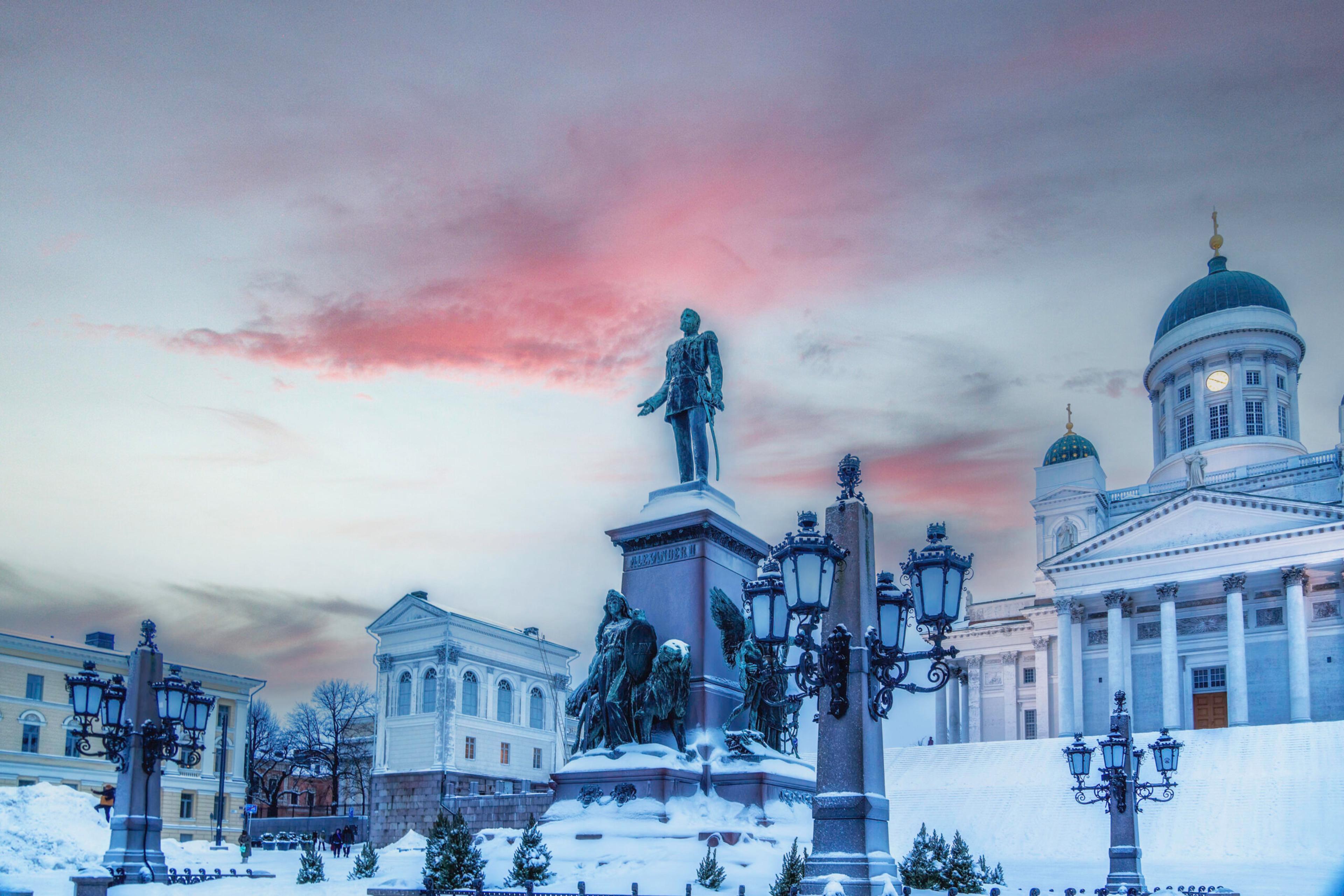 Statue of Alexander II, emperor of Russia, in front of Helsinki Lutheran Cathedral in Finland. The Finns did not escape Russian domination until 1917./Getty Images