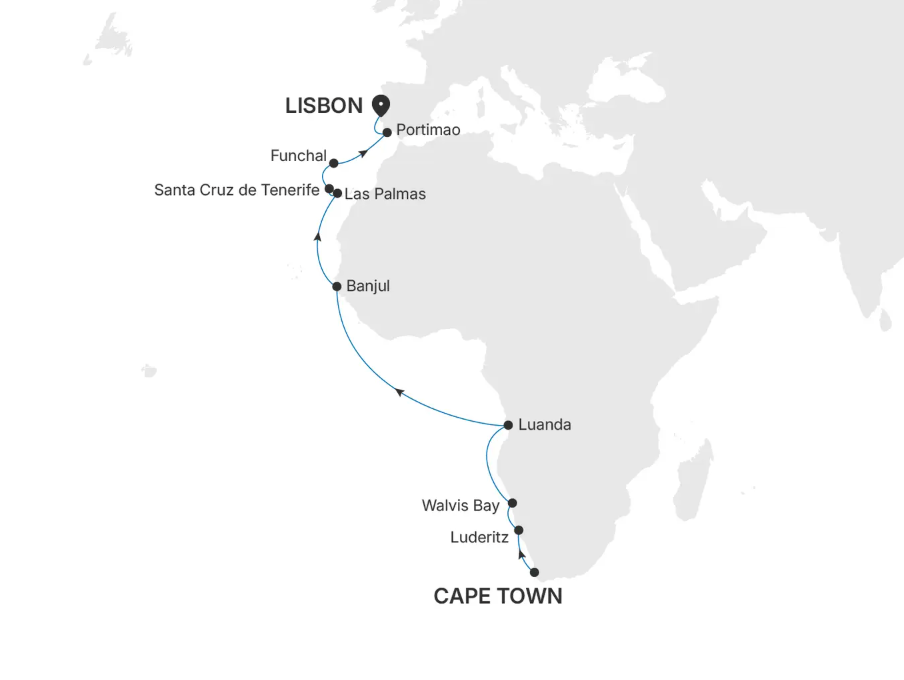 Chapter 8 of The Curious and the Sea, Silversea's 2026 world cruise, as the voyage concludes in Lisbon.