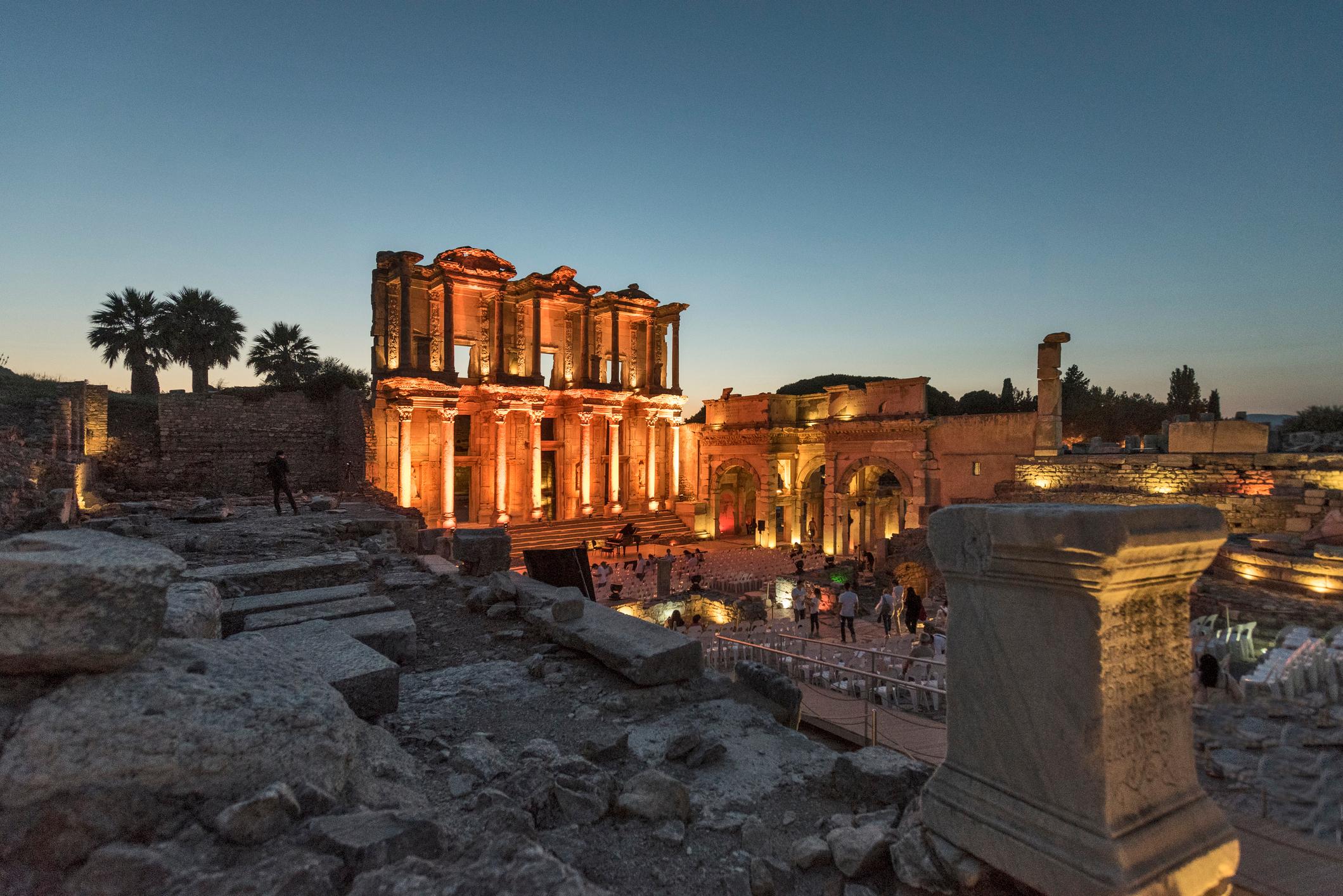Turkey's Ephesus is magical any time of day, but at night it's incredibly special, Lennie Nguyen tells us./Getty Images