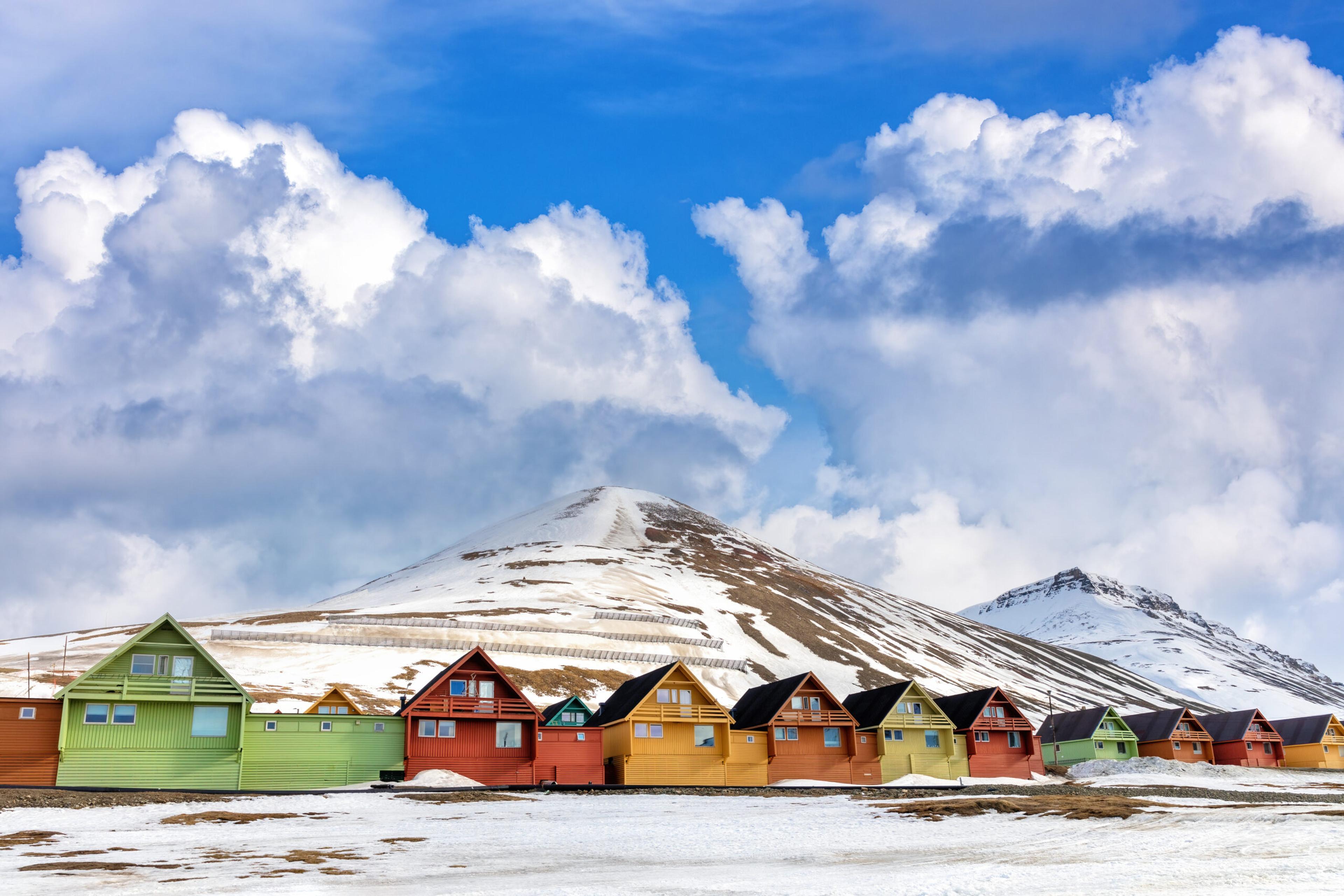 Longyearbyen, Svalbard, is the most northerly town in the world. Early spring scene with snow on the mountains and the foreground./Getty Images