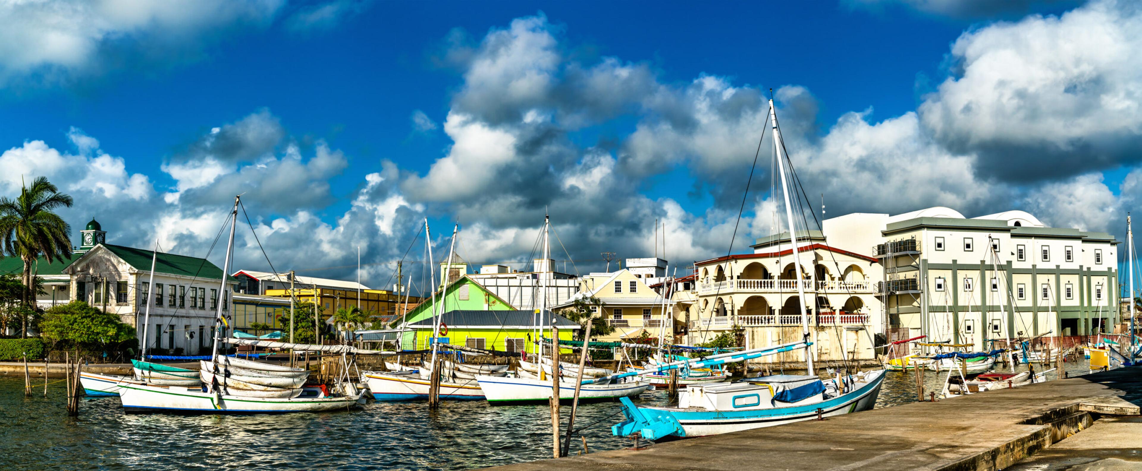 Houses and yachts in the center of Belize City, the one-time capital of Belize./Shutterstock