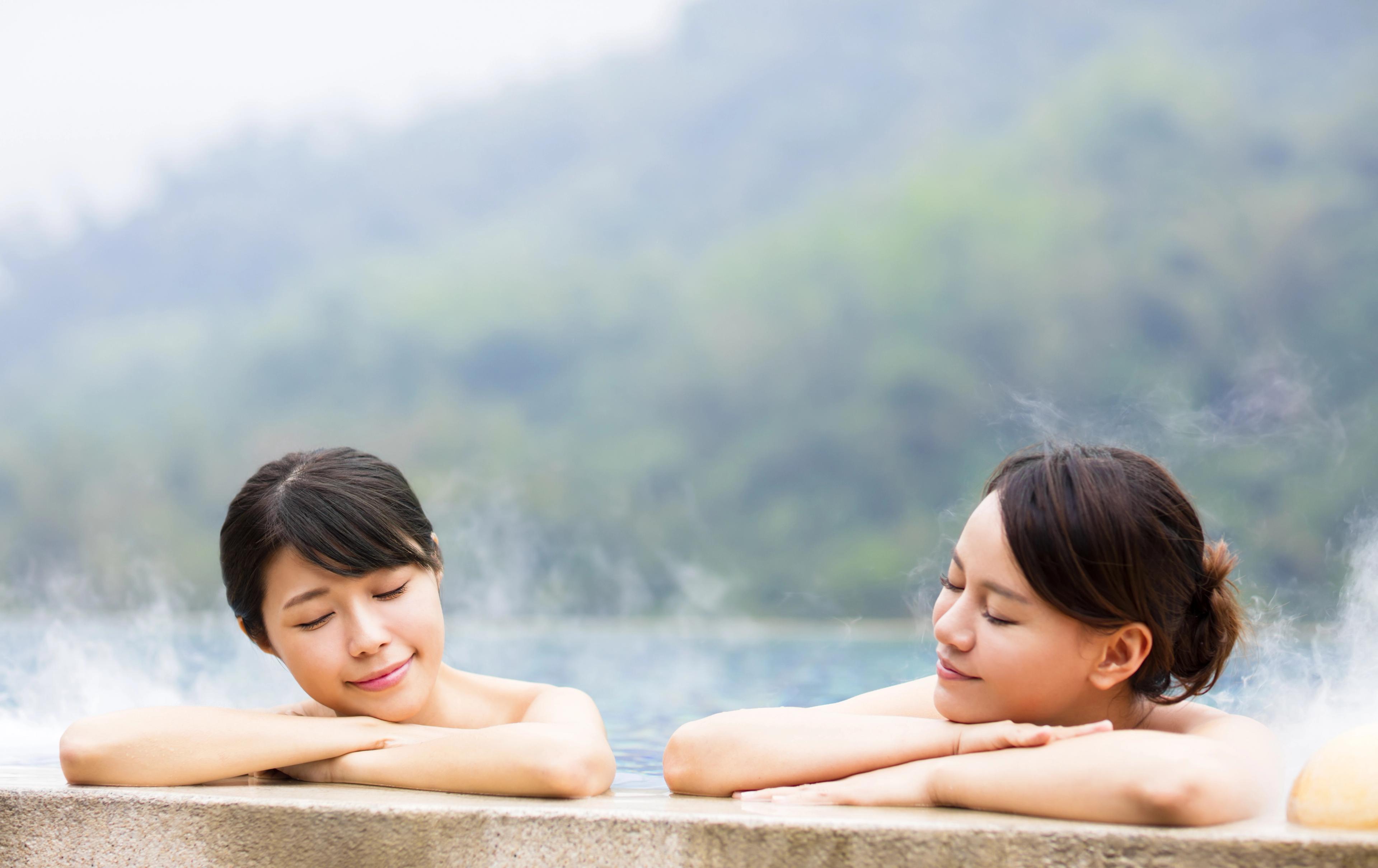 Japanese hot spring pools are often now unisex./Shutterstock