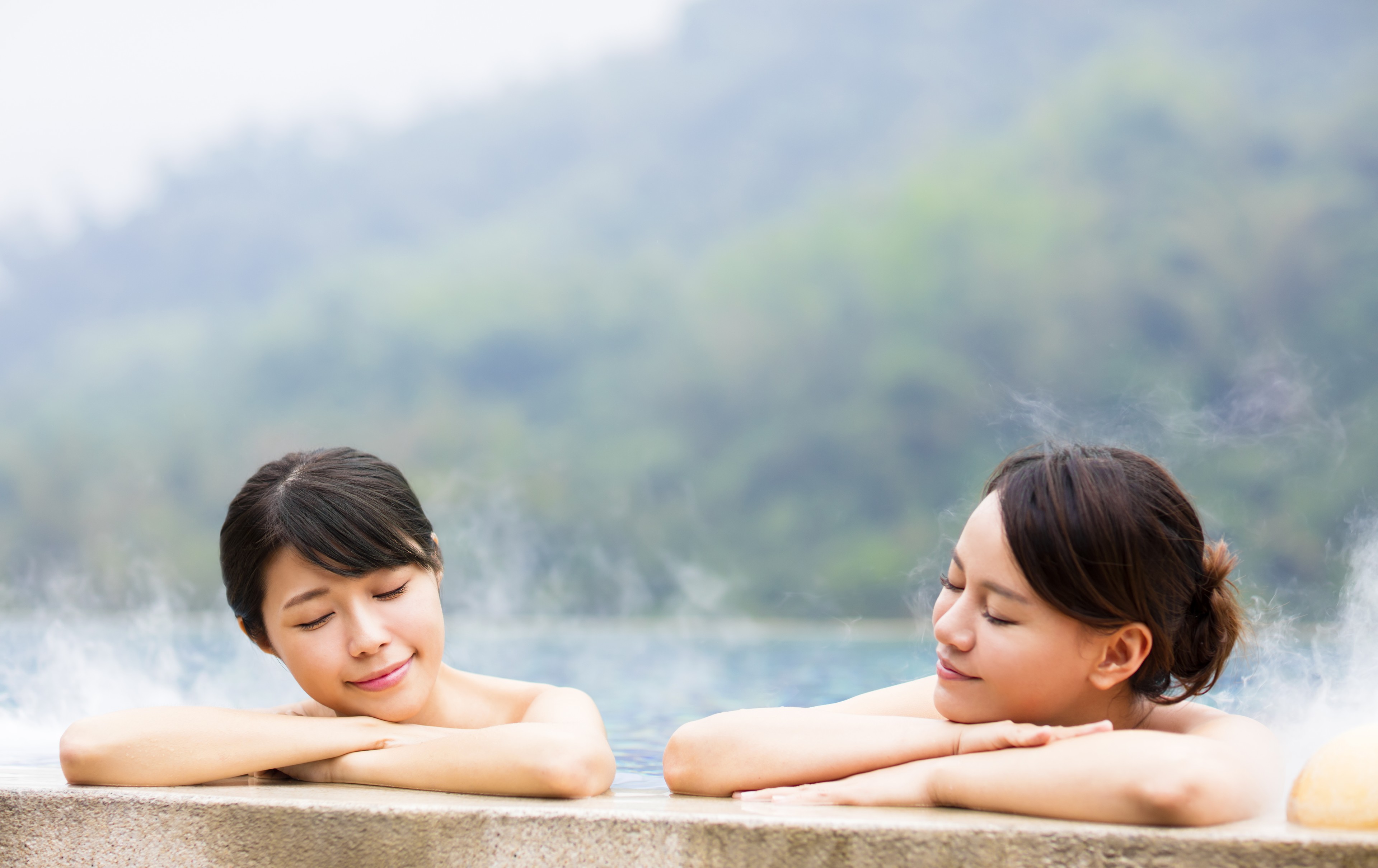 Japanese hot spring pools are often now unisex./Shutterstock
