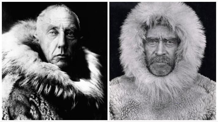 Norwegian Roald Amundsen (left) drifted over the North Pole in a dirigible in 1926. American Robert Peary went to the Arctic in 1909 and is credited, perhaps incorrectly, with being the first explorer to make it there./Wikimedia Commons