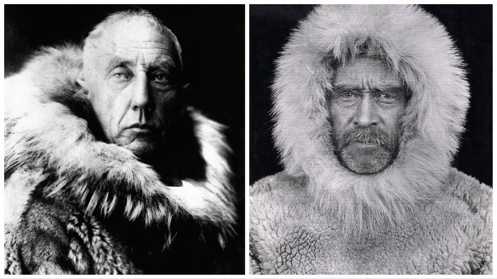 Norwegian Roald Amundsen (left) drifted over the North Pole in a dirigible in 1926. American Robert Peary went to the Arctic in 1909 and is credited, perhaps incorrectly, with being the first explorer to make it there./Wikimedia Commons