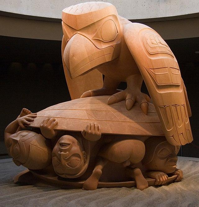 The Raven and the First Men, a sculpture in wood by Bill Reid.