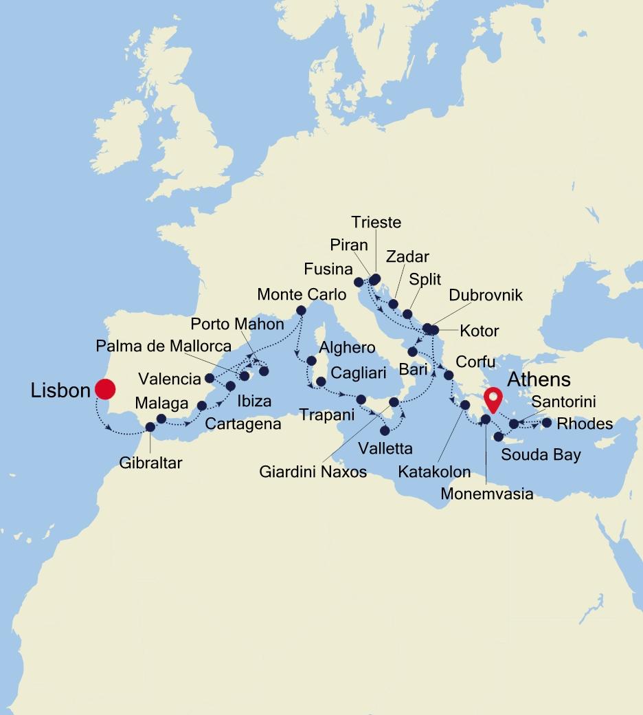 LISBON TO ATHENS (PIRAEUS)