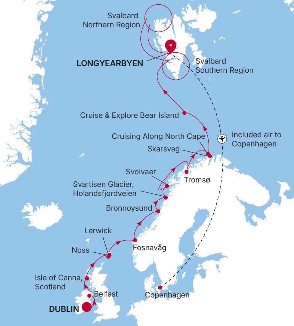 Silversea Arctic Svalbard Cruise Route Map