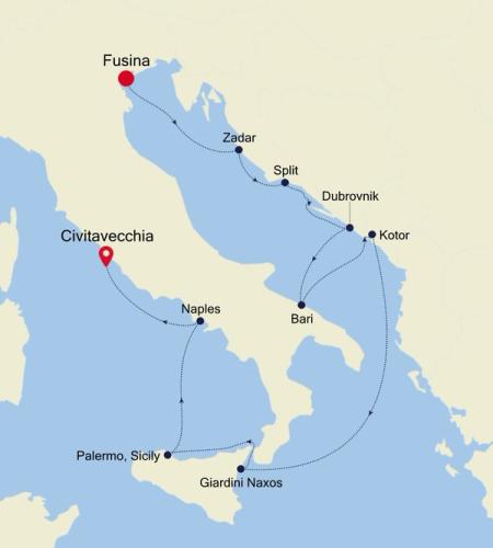 Fusina (Venice) to Civitavecchia (Rome)