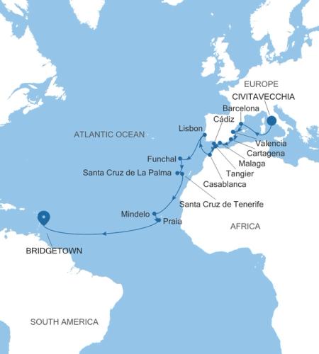 Civitavecchia (Rome) to Bridgetown