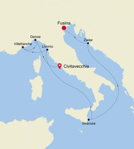 Fusina (Venice) to Civitavecchia (Rome)