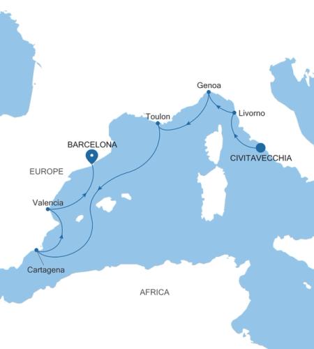 Civitavecchia (Rome) to Barcelona