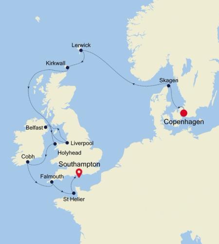 Copenhagen to Southampton