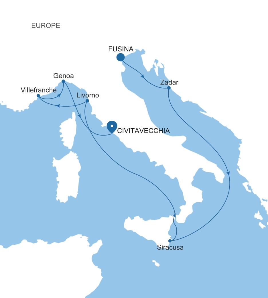 FUSINA (VENICE) TO CIVITAVECCHIA (ROME)
