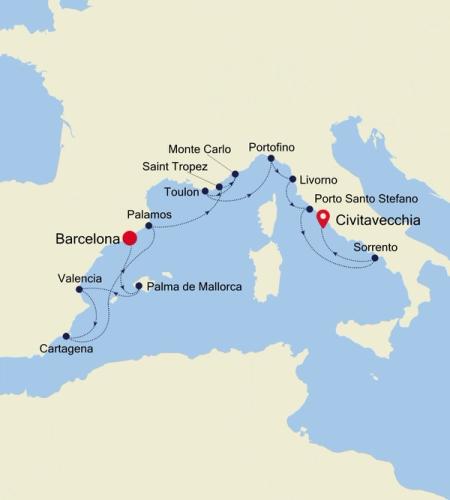 Barcelona to Civitavecchia (Rome)