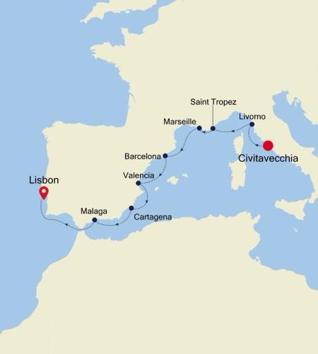 Civitavecchia (Rome) to Lisbon