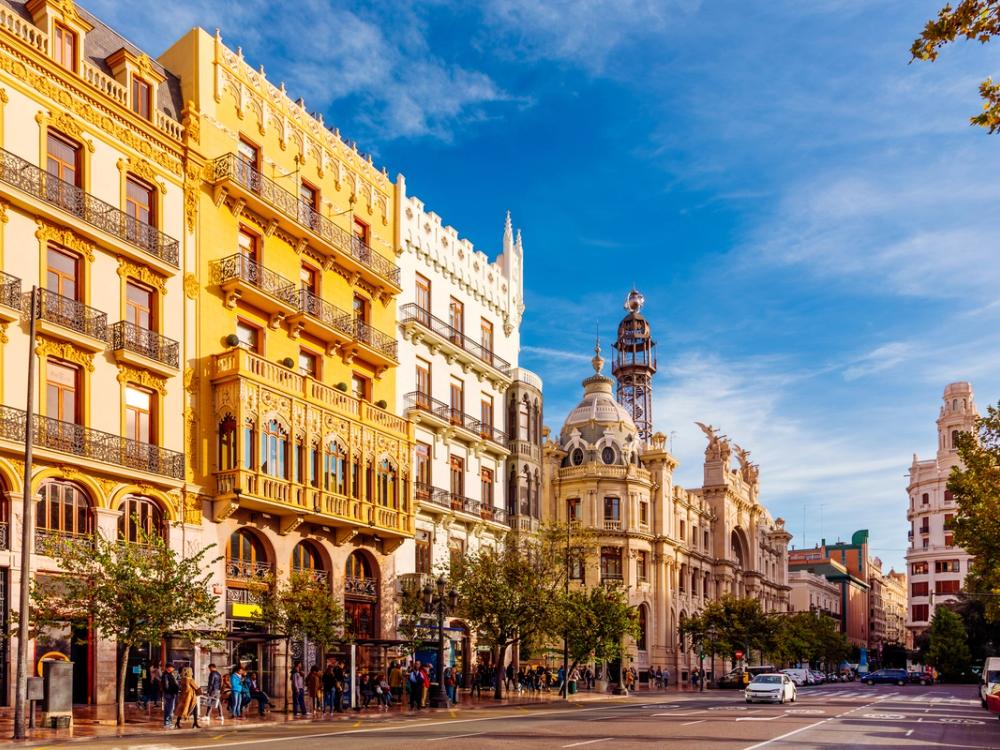 Ornate buildings in the heart of a Spanish city