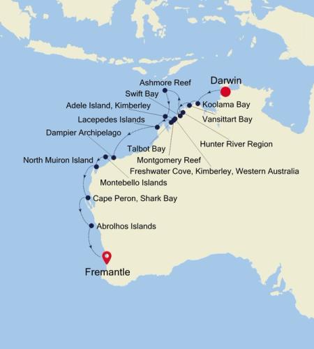 Darwin to Fremantle (Perth), Western Australia