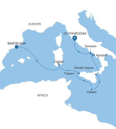 Barcelona to Civitavecchia (Rome)