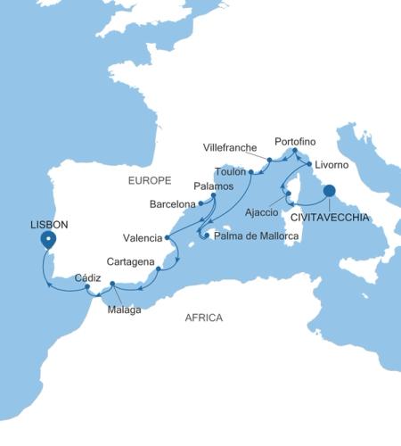 Civitavecchia (Rome) to Lisbon