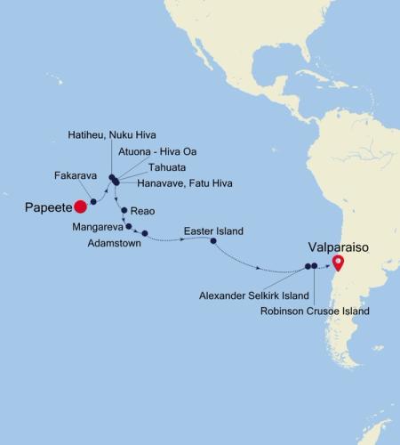 Papeete (Tahiti) nach Valparaiso
