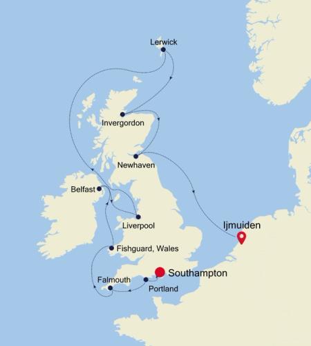 Southampton a Ijmuiden (Amsterdam)