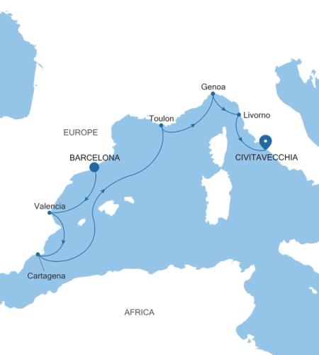 Barcelona to Civitavecchia (Rome)
