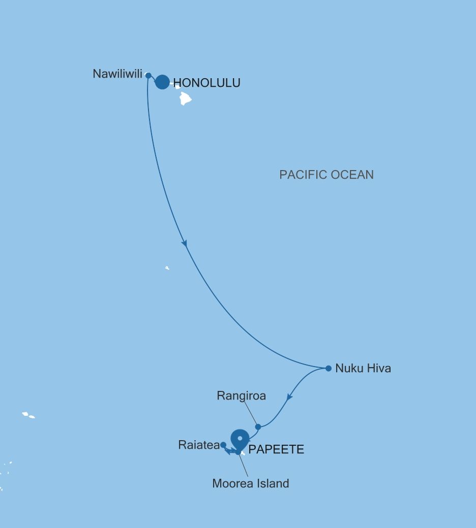 Cruise from Honolulu, Oahu, Hawaii to Papeete (Tahiti