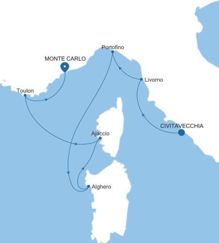 Civitavecchia (Rome) to Monte Carlo