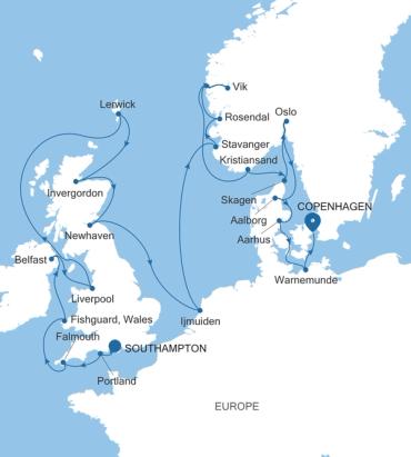 Southampton a Copenhagen