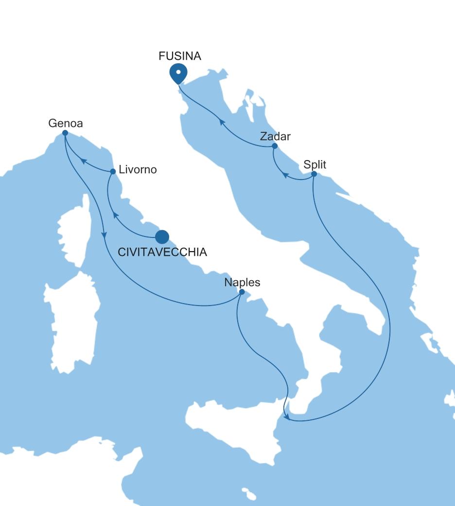 CIVITAVECCHIA (ROME) TO FUSINA (VENICE)