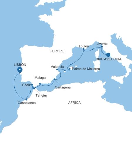 Civitavecchia (Rome) to Lisbon