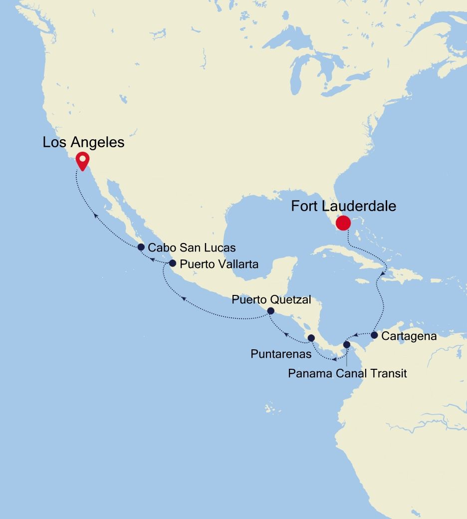 Cruise from Fort Lauderdale Florida to Los Angeles California