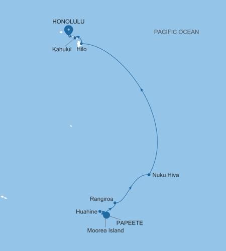 Papeete (Tahiti) a Honolulu, Oahu, Hawaii