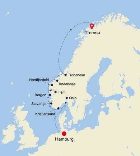 Hamburg nach Tromsø