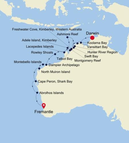 Darwin à Fremantle (Perth), Western Australia