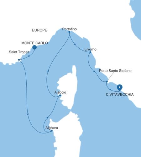 Monte Carlo to Civitavecchia (Rome)
