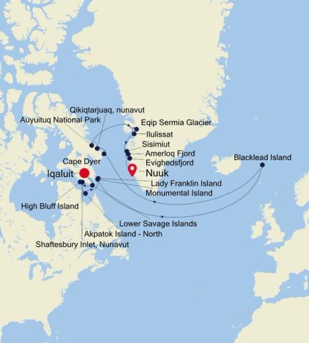 Iqaluit (Nunavut) à Nuuk (Godthab)