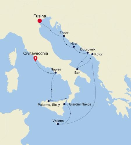 Fusina (Venice) to Civitavecchia (Rome)