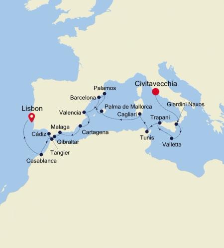 Civitavecchia (Rome) to Lisbon