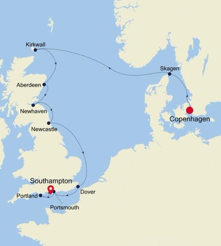 Copenhagen to Southampton