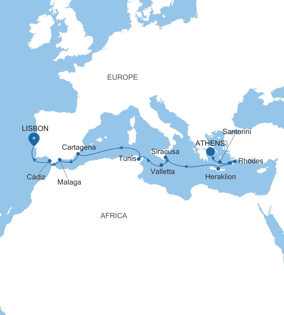 ATHENS (PIRAEUS) TO LISBON
