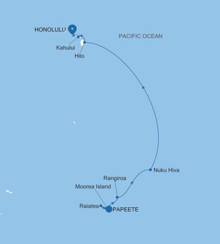 Papeete (Tahiti) to Honolulu, Oahu, Hawaii
