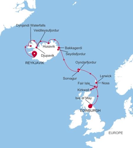 Edinburgh (Leith) nach Reykjavik