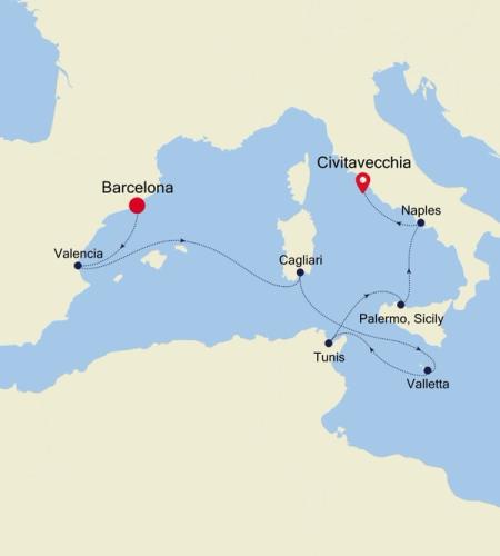 Barcelona à Civitavecchia (Rome)