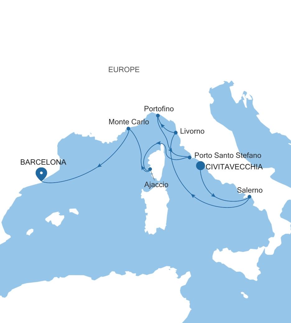CIVITAVECCHIA (ROME) TO BARCELONA