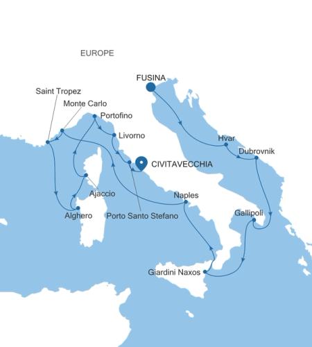 Fusina (Venice) to Civitavecchia (Rome)