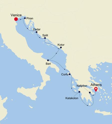 Venice to Athens (Piraeus)